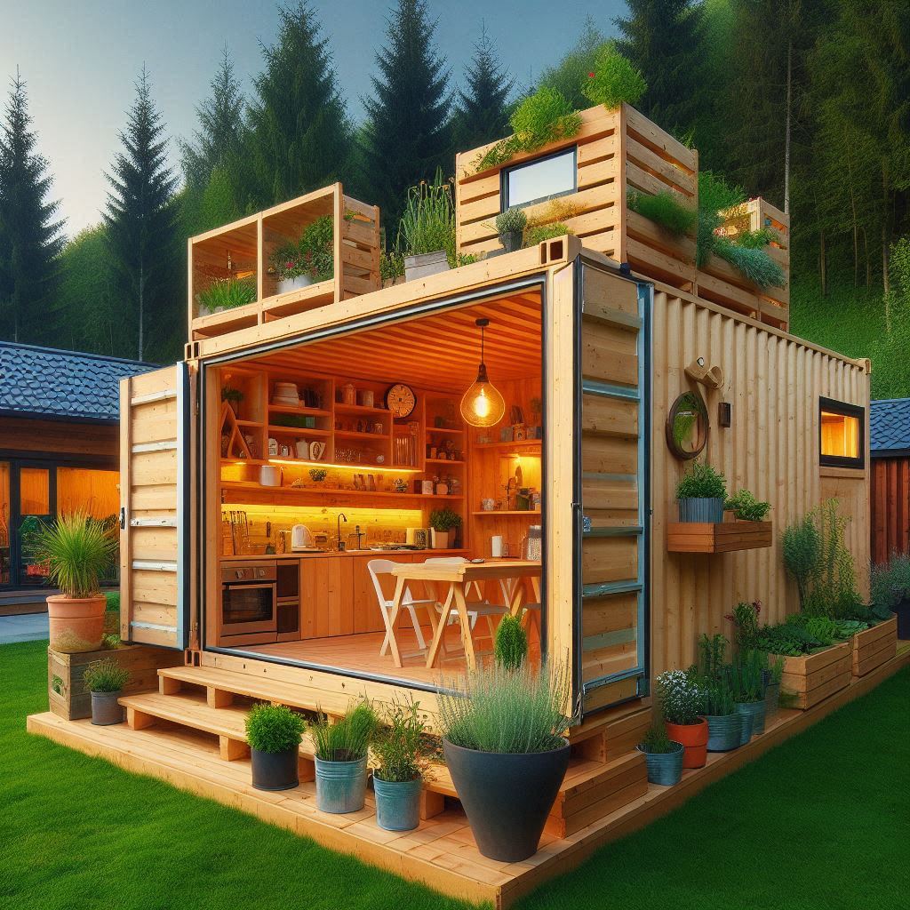 container abri de jardin en bois 